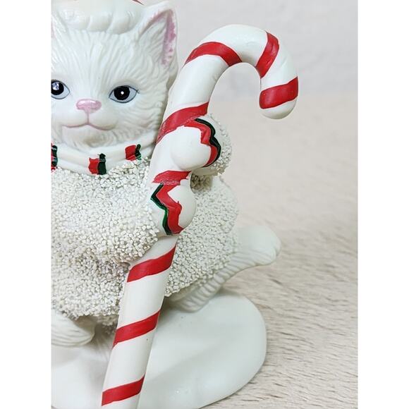 Lefton Kitty Snowflake White Figurine Year 1992 Christmas Holidays 3 1/4" Vtg - Picture 3 of 12